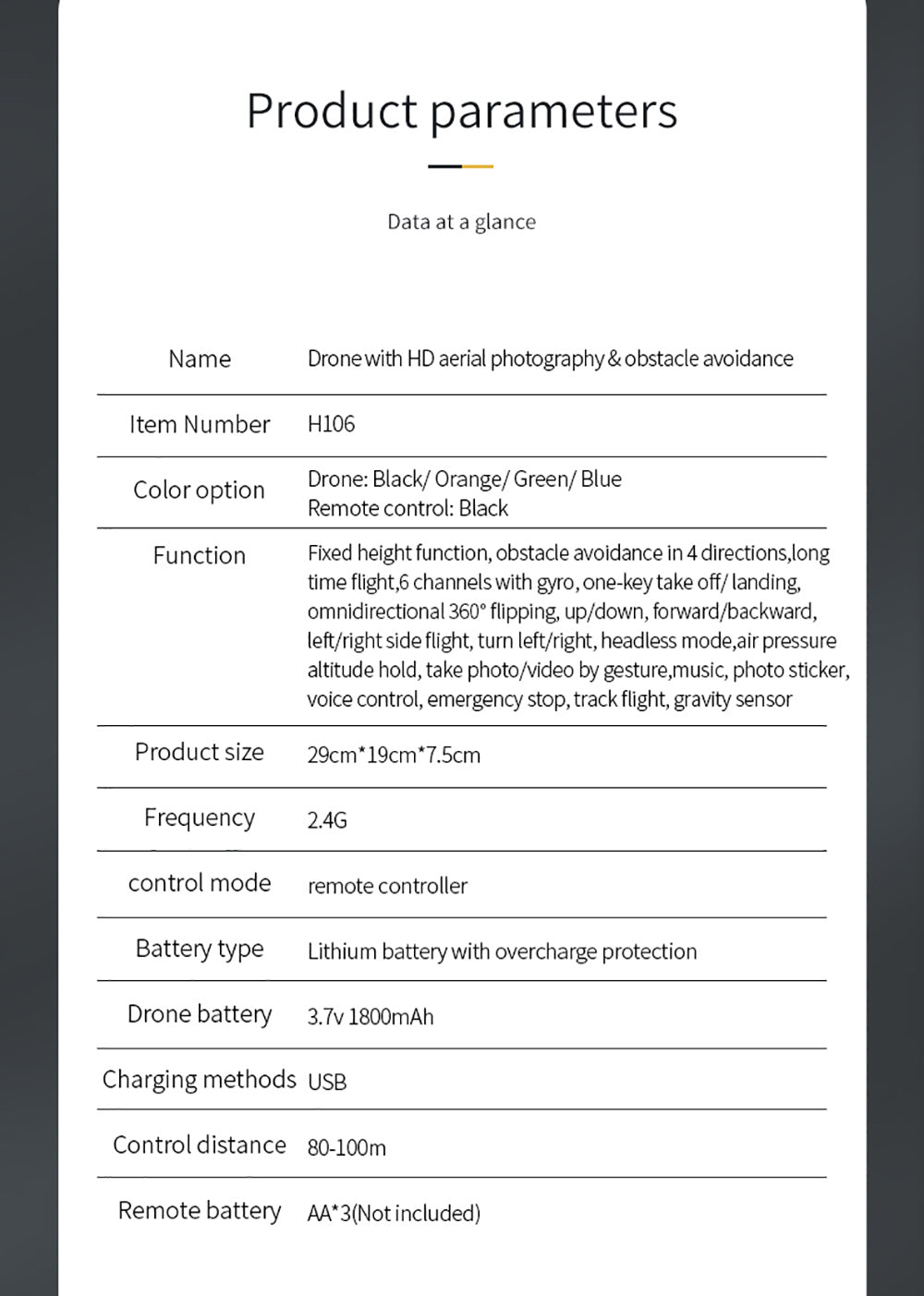 JJRC H106 Foldable RC Drone with All-Round Obstacle Avoidance Function Quadcopter with Two Cameras - Orange