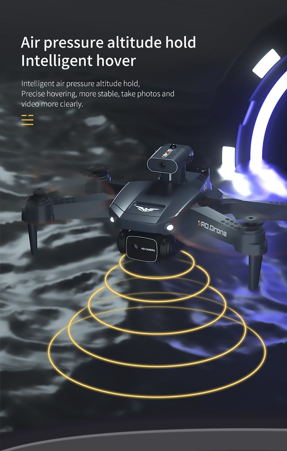 JJRC H106 Foldable RC Drone with All-Round Obstacle Avoidance Function Quadcopter with Two Cameras - Orange