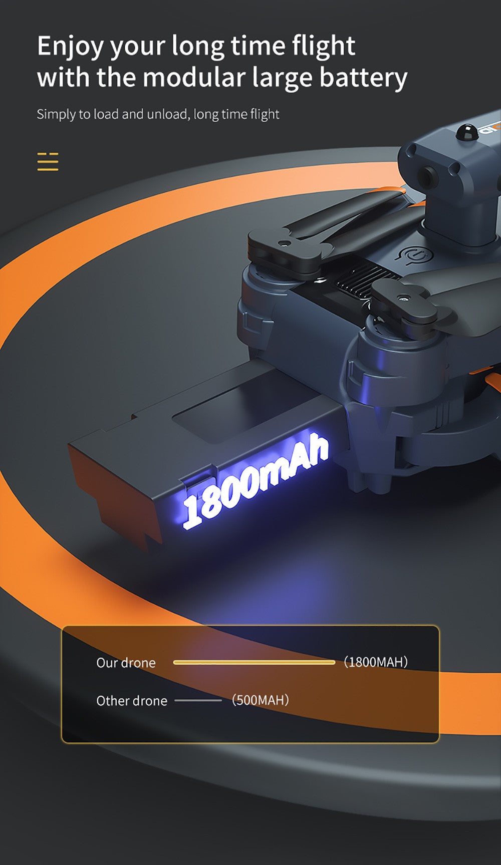 JJRC H106 Foldable RC Drone with All-Round Obstacle Avoidance Function Quadcopter with Two Cameras - Orange