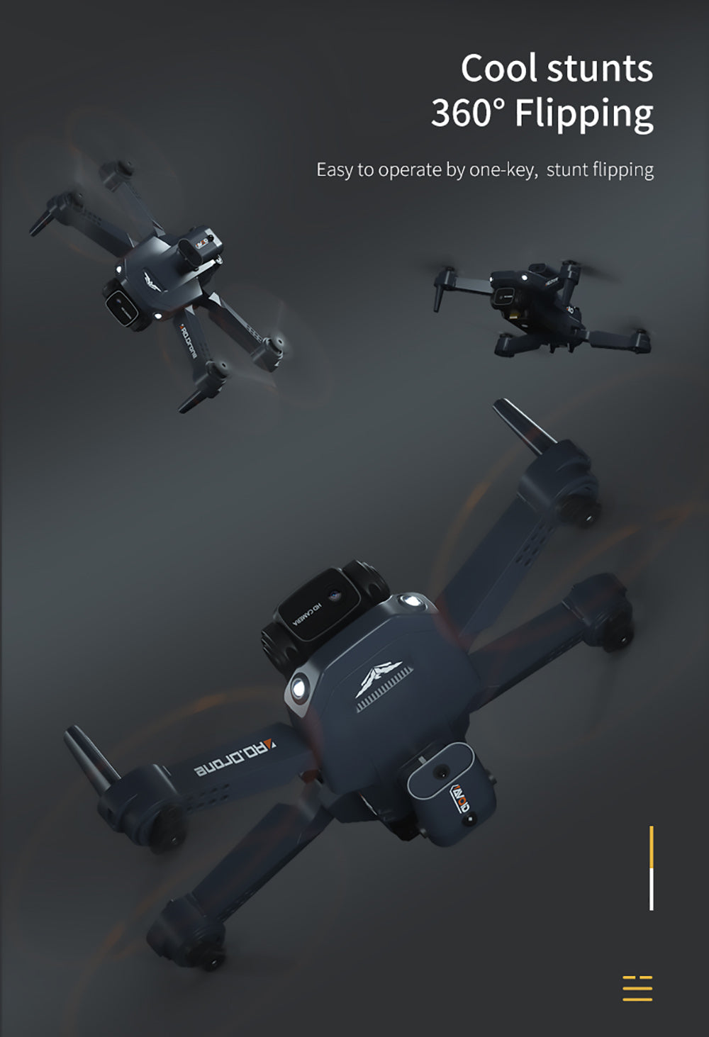 JJRC H106 Foldable RC Drone with All-Round Obstacle Avoidance Function Quadcopter with Two Cameras - Orange