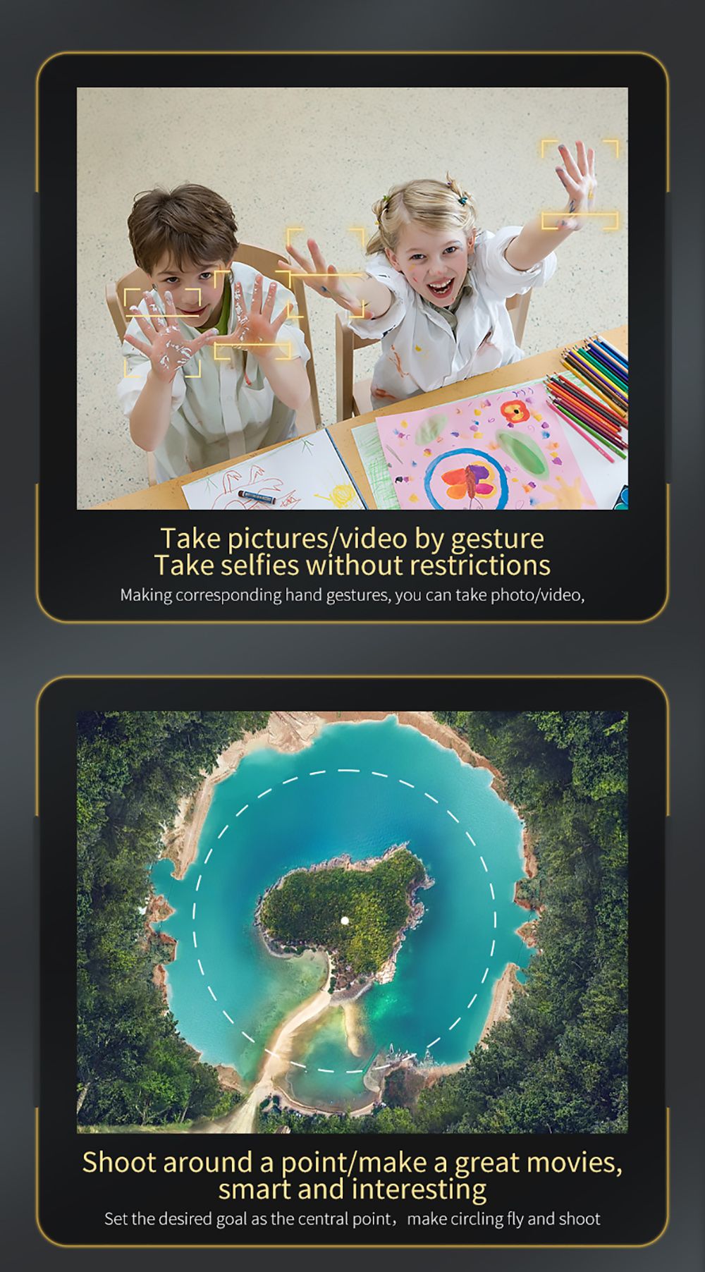 JJRC H106 Foldable RC Drone with All-Round Obstacle Avoidance Function Quadcopter with Two Cameras - Orange