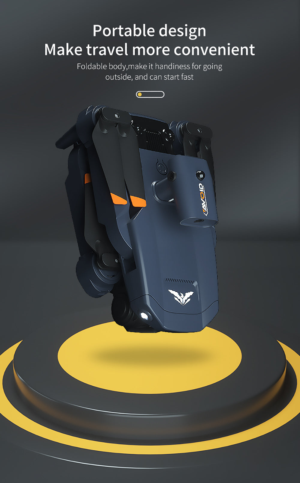 JJRC H106 Foldable RC Drone with All-Round Obstacle Avoidance Function Quadcopter with Two Cameras - Orange