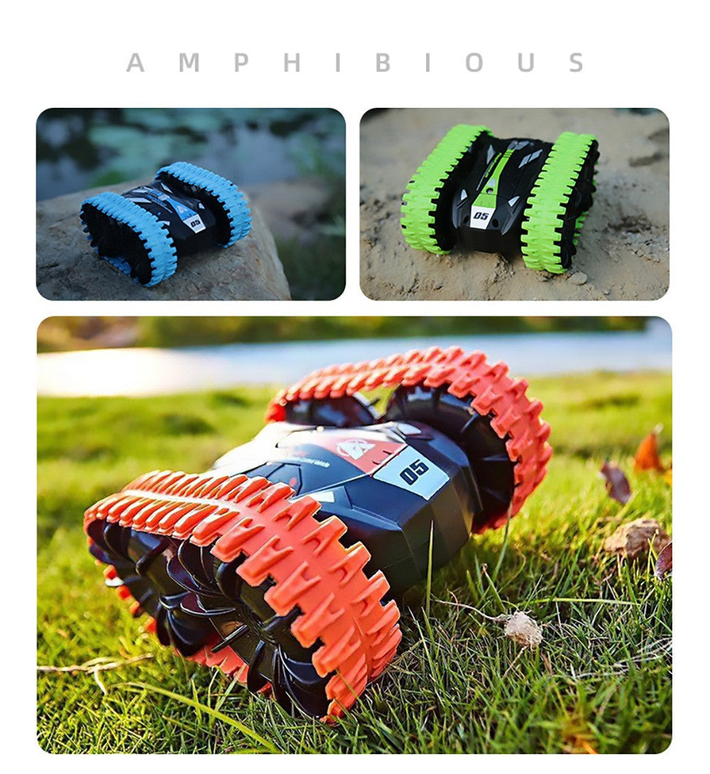 JJRC Q113 1:24 RC Stunt Car 4WD 360 Rotate 2-in-1 Waterproof Water&Land Drift Amphibious Vehicle Models Toy - Orange