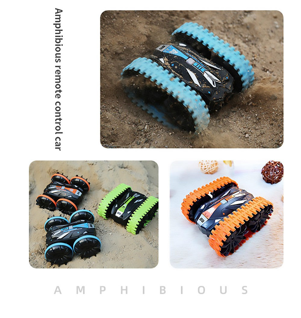 JJRC Q113 1:24 RC Stunt Car 4WD 360 Rotate 2-in-1 Waterproof Water&Land Drift Amphibious Vehicle Models Toy - Orange
