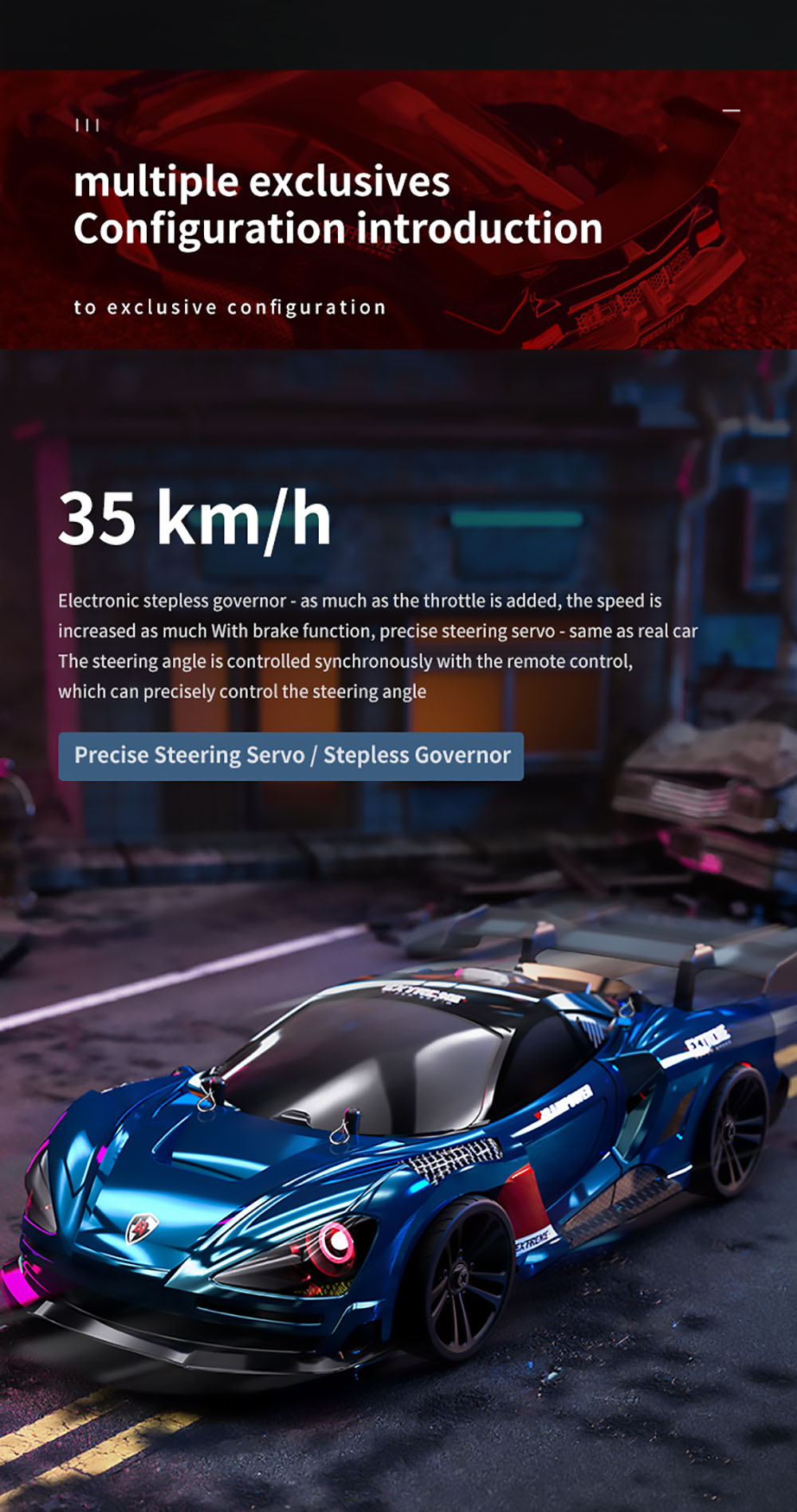 JJRC Q117 F 1:16 2.4G 4WD 35KM/H Drift Car Full Proportional Control with Angle Head Light - Blue