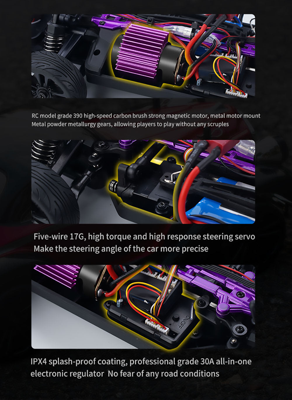 JJRC Q117 F 1:16 2.4G 4WD 35KM/H Drift Car Full Proportional Control with Angle Head Light - Blue