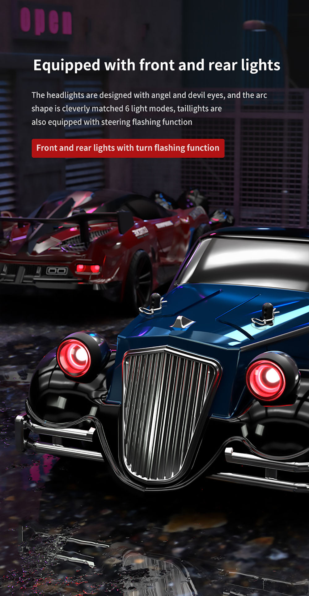 JJRC Q117 F 1:16 2.4G 4WD 35KM/H Drift Car Full Proportional Control with Angle Head Light - Blue