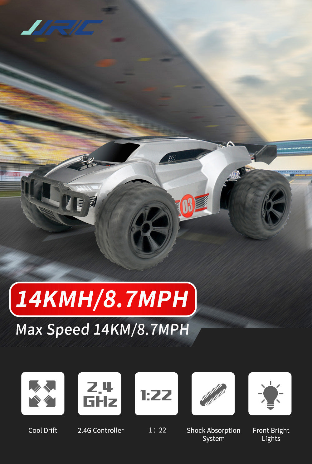 JJRC Q88 2.4G Remote Car 40-50 Distances Control High Speed ​​Off-Road Vehicles Stunt Car Toy Gift for Kids - Silver