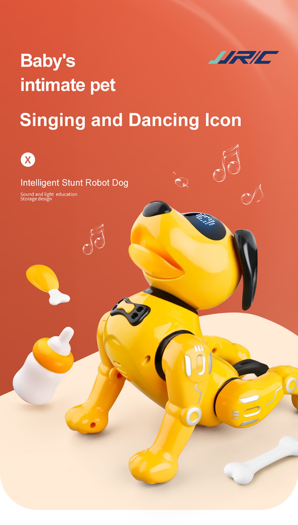 JJRC R19 Remote Control Robot Dog Toy Interaction RC Robotic Stunt Puppy Educational Toy for Kids - White