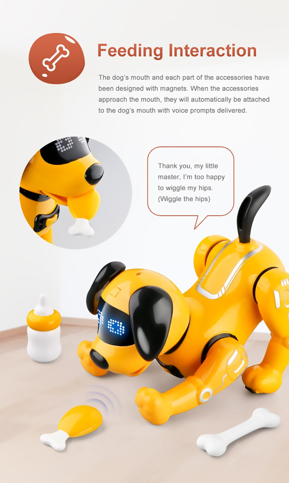 JJRC R19 Remote Control Robot Dog Toy Interaction RC Robotic Stunt Puppy Educational Toy for Kids - White