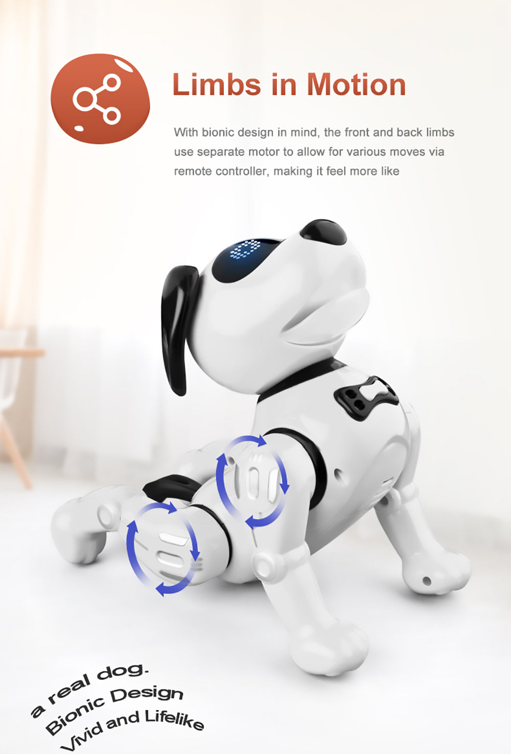 JJRC R19 Remote Control Robot Dog Toy Interaction RC Robotic Stunt Puppy Educational Toy for Kids - White