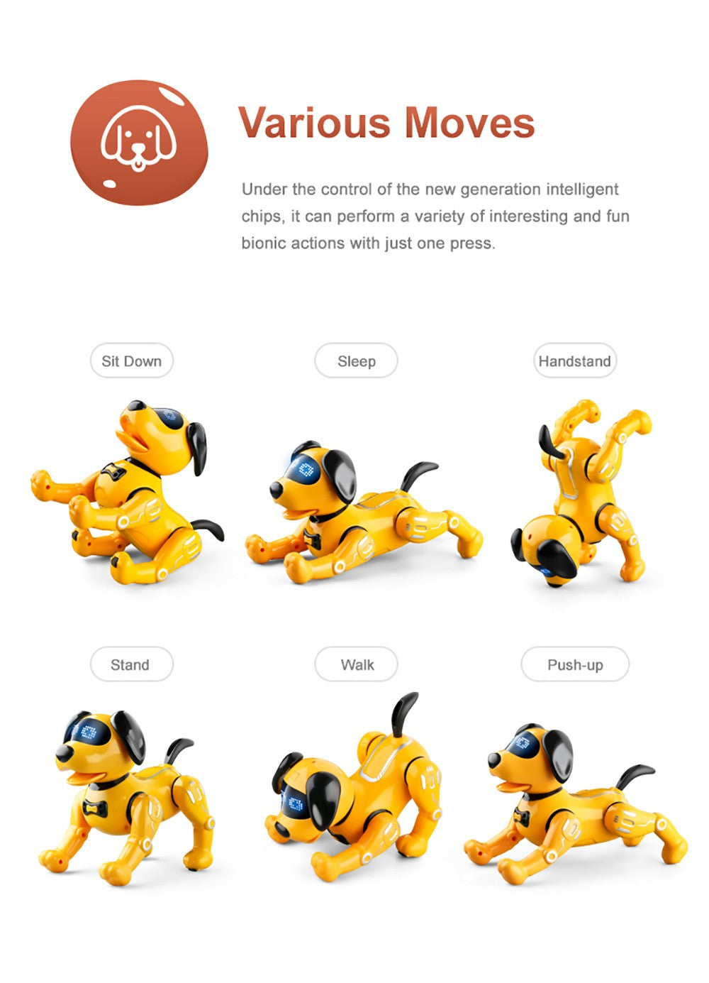 JJRC R19 Remote Control Robot Dog Toy Interaction RC Robotic Stunt Puppy Educational Toy for Kids - White