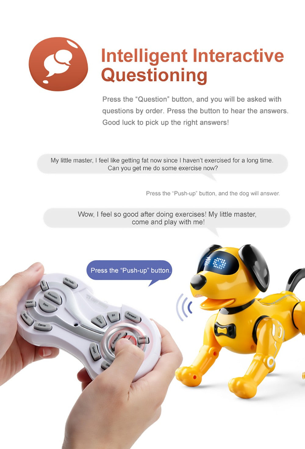 JJRC R19 Remote Control Robot Dog Toy Interaction RC Robotic Stunt Puppy Educational Toy for Kids - White