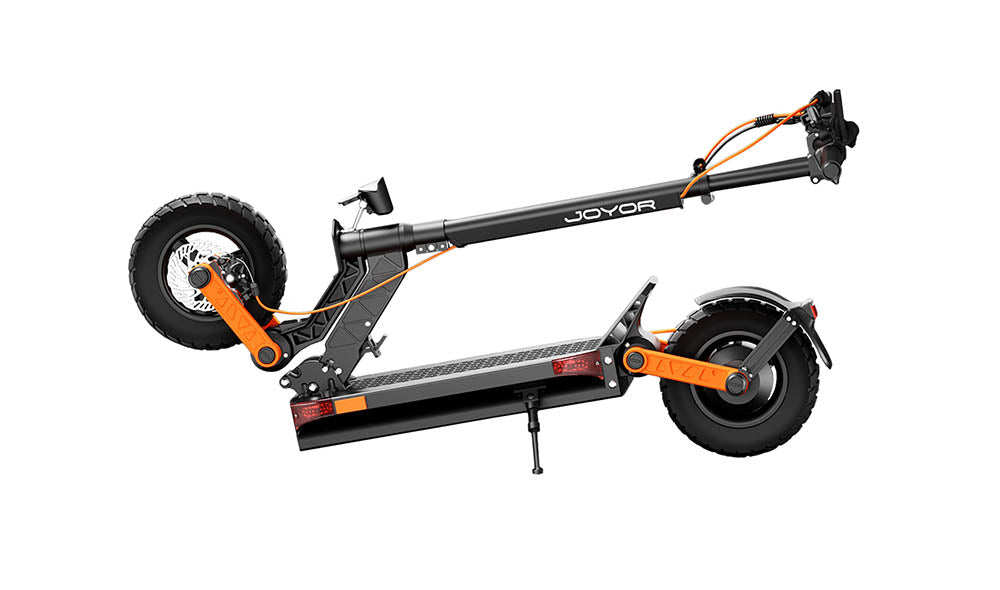 JOYOR S5-Z Elektroroller, 48V 13Ah Akku, 600W Motor, 10 x 3,0 Zoll Reifen, 25 km/h Höchstgeschwindigkeit, 55 km Reichweite, Rahmen aus Aluminiumlegierung, 6-Licht-System, Blinker, Doppelscheibenbremse – Schwarz