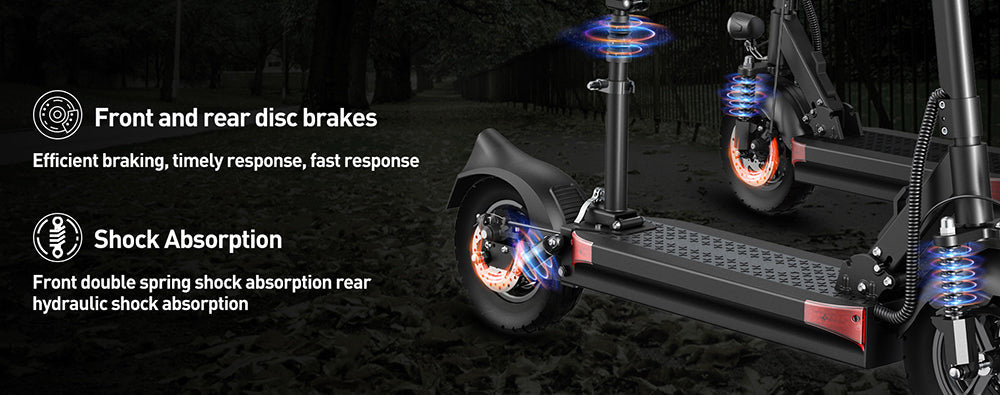 Joyor Y6-S Electric Scooter with Seat, 500W Motor, 48V 18Ah Battery, 10 inch Tire, 25km/h Max Speed, 60km Range, Front & Rear Disc Brakes, Front Spring Shock Absorption & Rear Hydraulic Shock Absorption