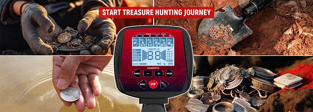 KAIWEETS EXPLORER X I Metal Detector, 6 Detection Modes, LCD Screen, Adjustable Long Stem, IP68 Waterproof Coil