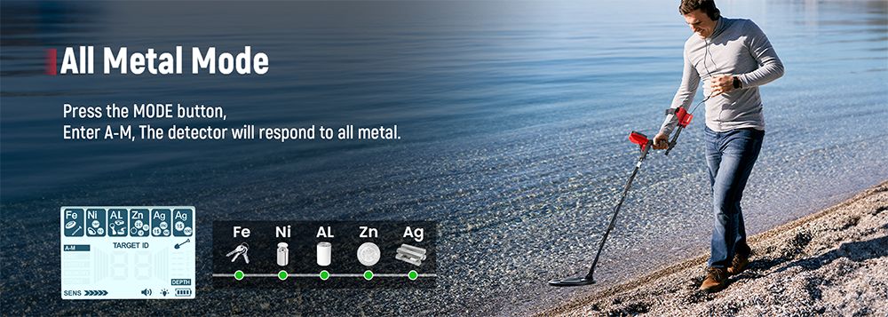 KAIWEETS EXPLORER X I Metal Detector, 6 Detection Modes, LCD Screen, Adjustable Long Stem, IP68 Waterproof Coil