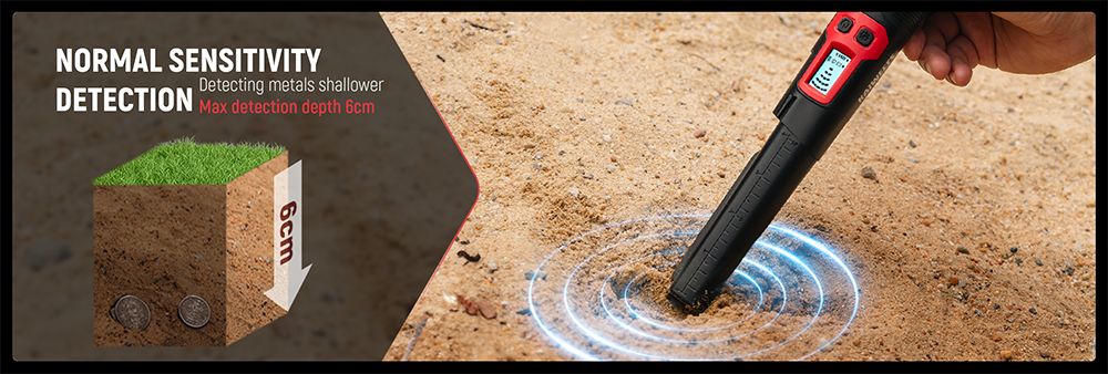 KAIWEETS PREC-POINTER I Metal Detector Pinpointer, 360° Detection, IP68 Waterproof, LCD Screen & Flashlight, 3 Alert Modes