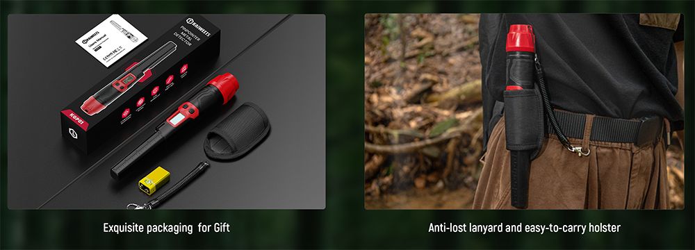 KAIWEETS PREC-POINTER I Metal Detector Pinpointer, 360° Detection, IP68 Waterproof, LCD Screen & Flashlight, 3 Alert Modes