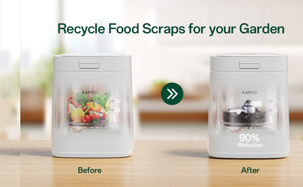 karfo UF006-EC Compostador de Cocina, Capacidad de 2.5L, Funcionamiento Automático con un Solo Botón, Convierte los Residuos de Alimentos en Fertilizante para Plantas, Blanco