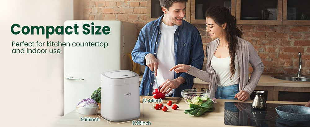 karfo UF006-EC Compostador de Cocina, Capacidad de 2.5L, Funcionamiento Automático con un Solo Botón, Convierte los Residuos de Alimentos en Fertilizante para Plantas, Blanco