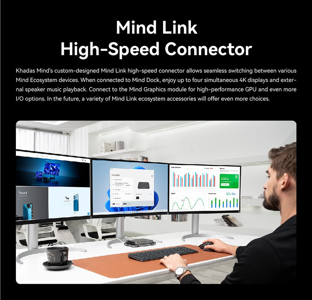 KHADAS Mind Premium Mini PC Portable Workstation, Intel Core i7-1360P 12 Cores Up to 5.0GHz, 32GB RAM 1TB SSD, WiFi 6E Bluetooth 5.2, Built-in 5.55Wh Battery, 2*USB Type-C 1*HDMI 2.0 2*USB 3.2, Mind App - EU Plug