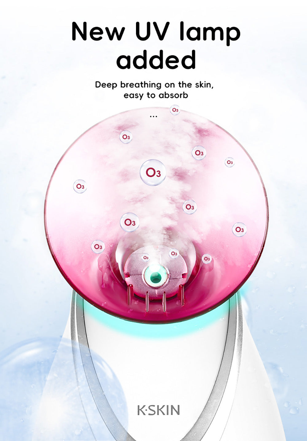 Vaporizador facial iónico de vapor caliente KSKIN KD2331A, humidificador de aromaterapia para el hogar, pulverización cálida y caliente, penetración por pulverización iónica - Enchufe UE