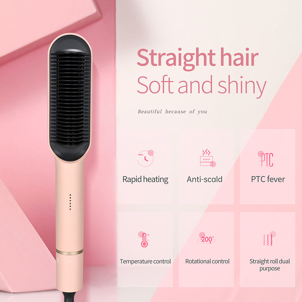 Peine Alisador de Pelo KSKIN KD380A, Control de Temperatura de 5 Niveles, Rosa