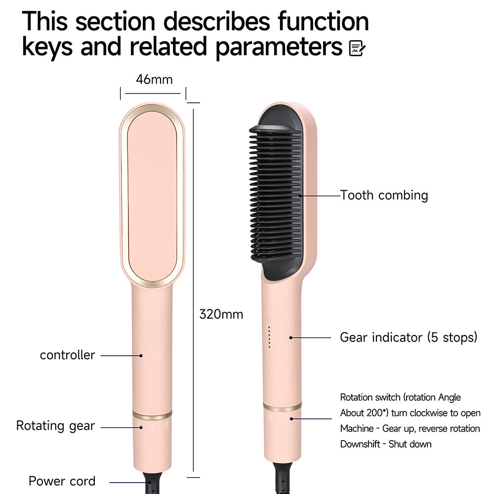 Peine Alisador de Pelo KSKIN KD380A, Control de Temperatura de 5 Niveles, Rosa