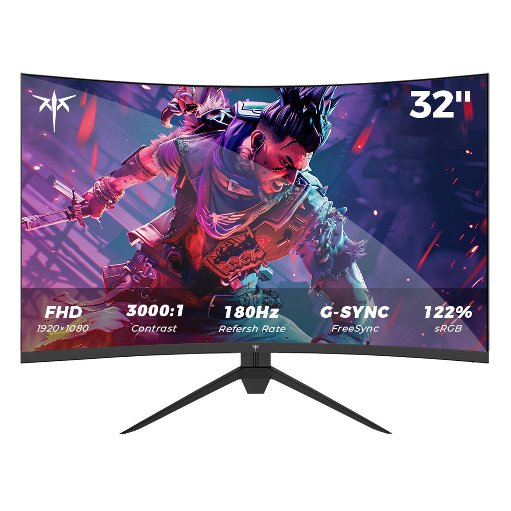 KTC H32S17C 1500R Curved Gaming Monitor, 32 inch 1920*1080 VA Panel, 180Hz Refresh Rate, 3000:1 Contrast Ratio, FreeSync &amp; G-Sync, Low Blue Light &amp; Flicker Free, 2*HDMI 2.0, 1*DP1.4, 1*Earphone Jack, VESA Mount