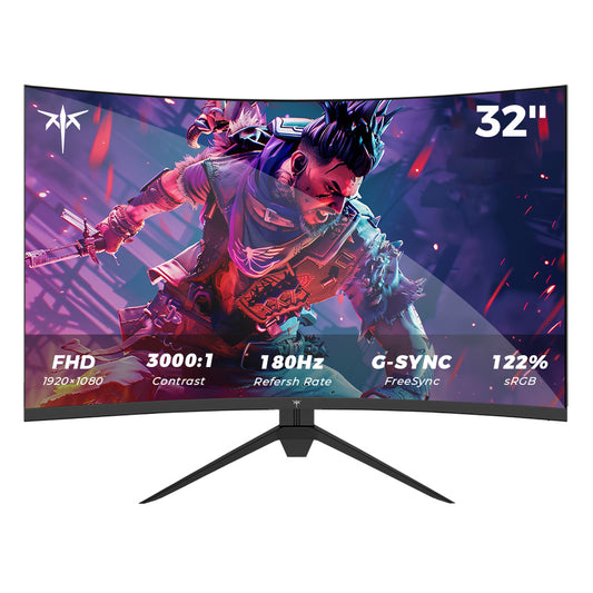 KTC H32S17C 1500R Curved Gaming Monitor, 32 inch 1920*1080 VA Panel, 180Hz Refresh Rate, 3000:1 Contrast Ratio, FreeSync &amp; G-Sync, Low Blue Light &amp; Flicker Free, 2*HDMI 2.0, 1*DP1.4, 1*Earphone Jack, VESA Mount