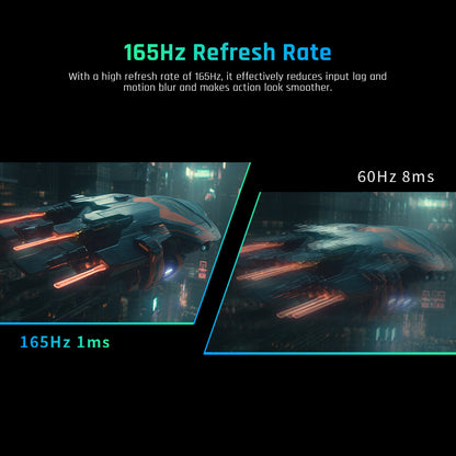 KTC H24T09P Gaming Monitor, 24 Inch 1920x1080 16:9 FHD 165Hz ELED Fast IPS Panel Screen, HDR10 1ms MPRT Response Time Low-blue Compatible with FreeSync G-Sync, 2xHDMI2.0 2xDP1.2 Audio VESA Displayer
