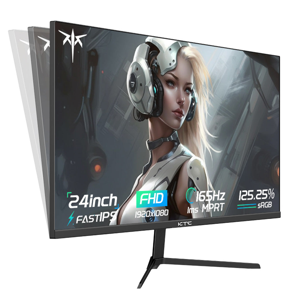 KTC H24T09P Gaming Monitor, 24 Inch 1920x1080 16:9 FHD 165Hz ELED Fast IPS Panel Screen, HDR10 1ms MPRT Response Time Low-blue Compatible with FreeSync G-Sync, 2xHDMI2.0 2xDP1.2 Audio VESA Displayer