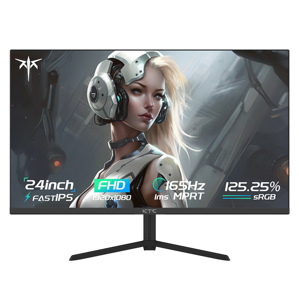KTC H24T09P Gaming Monitor, 24 Inch 1920x1080 16:9 FHD 165Hz ELED Fast IPS Panel Screen, HDR10 1ms MPRT Response Time Low-blue Compatible with FreeSync G-Sync, 2xHDMI2.0 2xDP1.2 Audio VESA Displayer