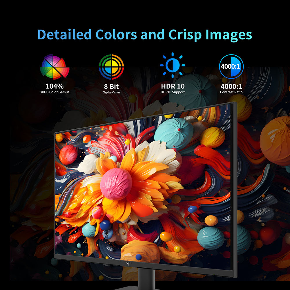 KTC H24V13 23.8-inch Gaming Monitor, 1920x1080 16:9 100Hz High Refresh Rate VA Panel, 4000:1 Contrast Ratio, 104% sRGB HDR10 16ms Response Time, Low Blue Light, FreeSync &amp; G-Sync Compatible, HDMI VGA Audio Out, VESA Wall Mount Tilt Adjustment Display