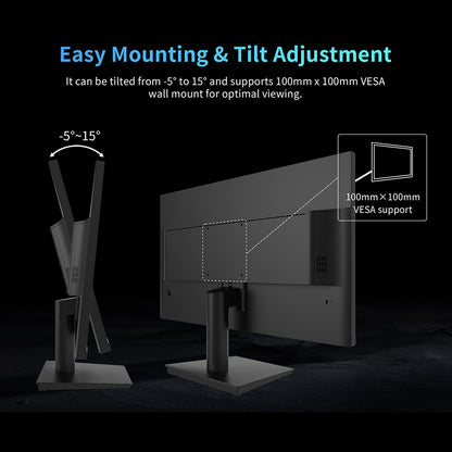 KTC H24V13 23.8-inch Gaming Monitor, 1920x1080 16:9 100Hz High Refresh Rate VA Panel, 4000:1 Contrast Ratio, 104% sRGB HDR10 16ms Response Time, Low Blue Light, FreeSync &amp; G-Sync Compatible, HDMI VGA Audio Out, VESA Wall Mount Tilt Adjustment Display