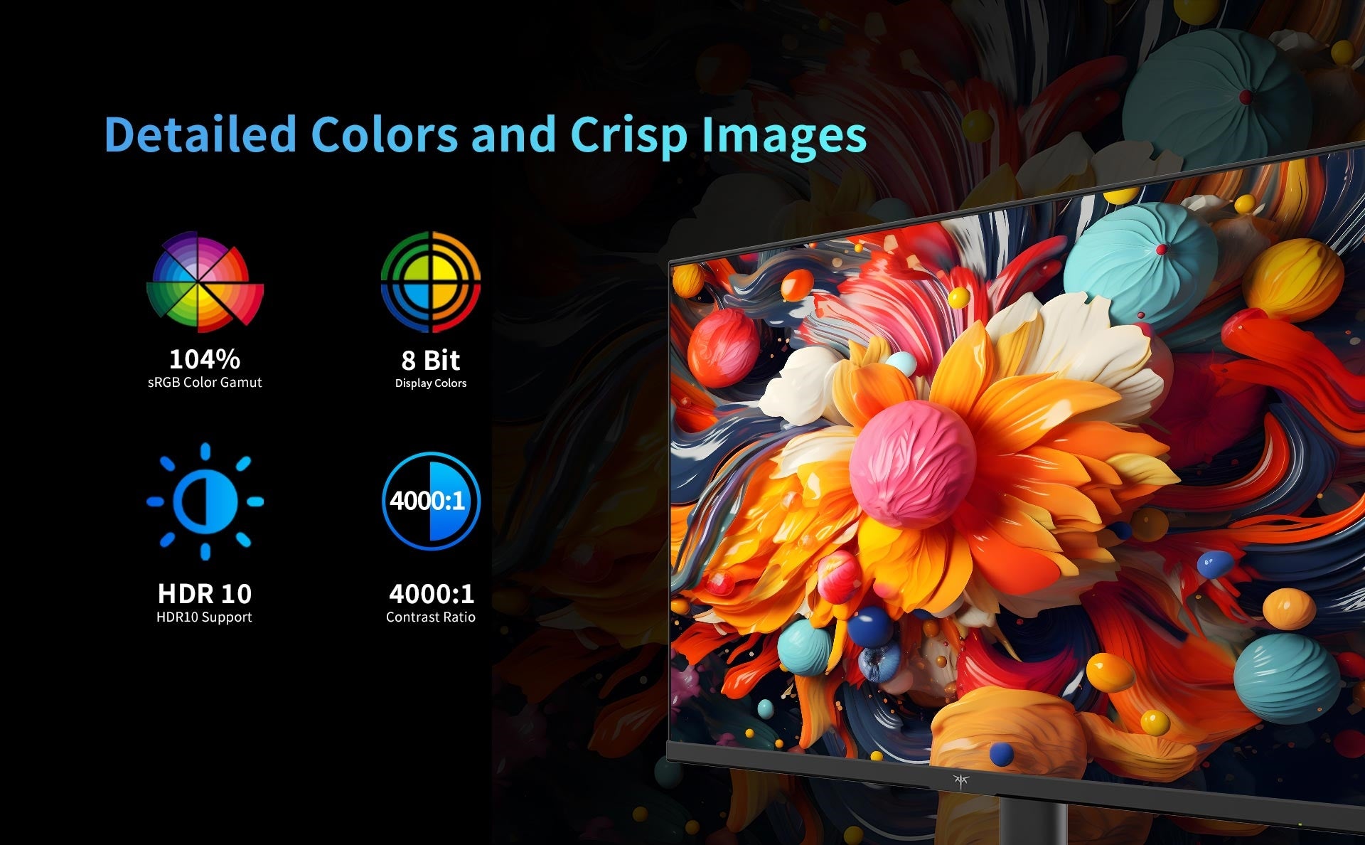 KTC H24V13 23.8-inch Gaming Monitor 100Hz 1920 x 1080 104% sRGB AdaptiveSync VESA Wall Mount Tilt Adjustment