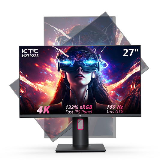 KTC H27P22S 27-inch Gaming Monitor, 3840x2160 UHD AUO 7.0 FAST IPS Panel, HDR400, 160Hz Refresh Rate, 1ms Response Time, 132%sRGB, Compatible with FreeSync and G-SYNC, Low-blue Light, 2*HDMI2.1 2*DP1.4 1*USB2.0, Adjustable Stand &amp; Support VESA Mount