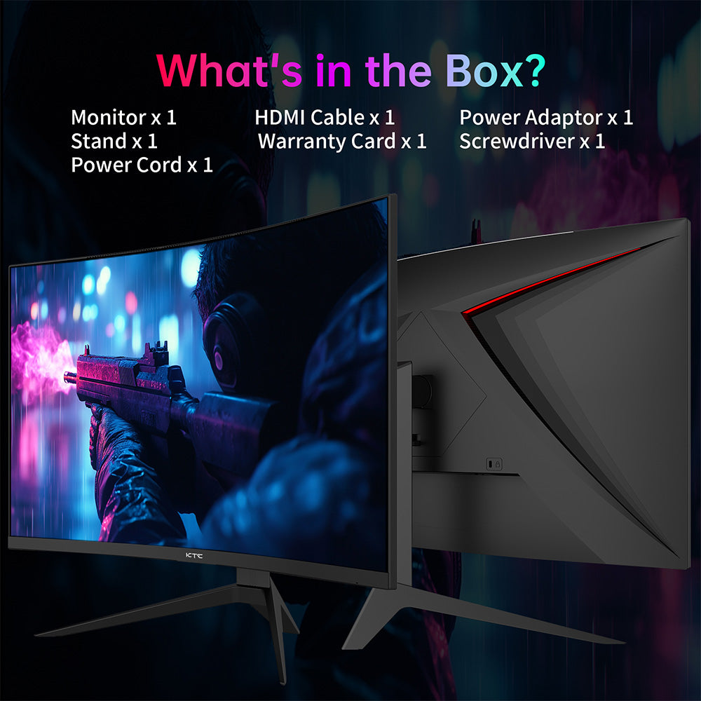 KTC H27S25E Gaming Monitor, 27 inch 2560*1440 QHD CSOT HVA Screen, 1000R Curvature, 240Hz Refresh Rate, 1ms MPRT Response Time, Adaptive Sync, 2500:1 Contrast Ratio, VESA Mount, Low Blue Light & Flicker-Free, 2*HDMI 2.0, 1*DP1.2, 1*Earphone
