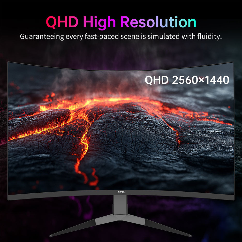 KTC H27S25E Gaming Monitor, 27 inch 2560*1440 QHD CSOT HVA Screen, 1000R Curvature, 240Hz Refresh Rate, 1ms MPRT Response Time, Adaptive Sync, 2500:1 Contrast Ratio, VESA Mount, Low Blue Light & Flicker-Free, 2*HDMI 2.0, 1*DP1.2, 1*Earphone