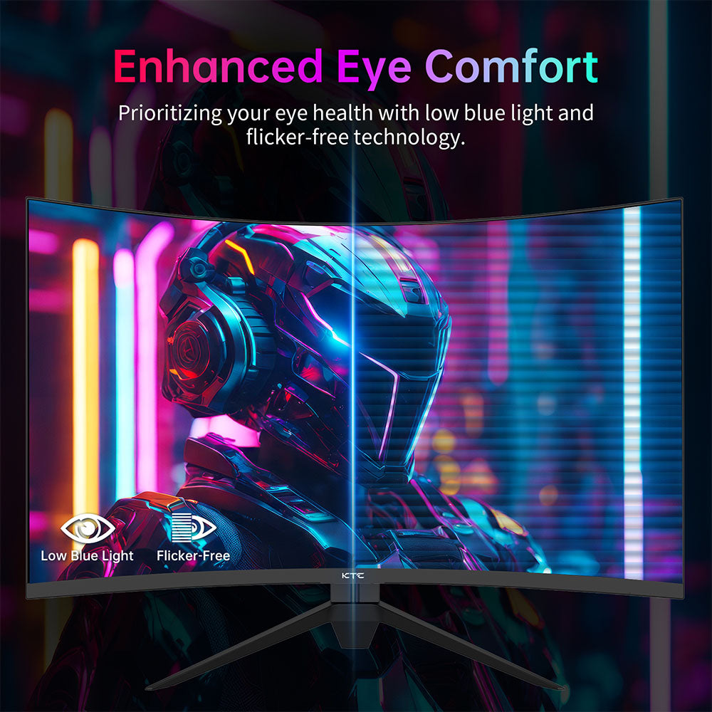 KTC H27S25E Gaming Monitor, 27 inch 2560*1440 QHD CSOT HVA Screen, 1000R Curvature, 240Hz Refresh Rate, 1ms MPRT Response Time, Adaptive Sync, 2500:1 Contrast Ratio, VESA Mount, Low Blue Light & Flicker-Free, 2*HDMI 2.0, 1*DP1.2, 1*Earphone