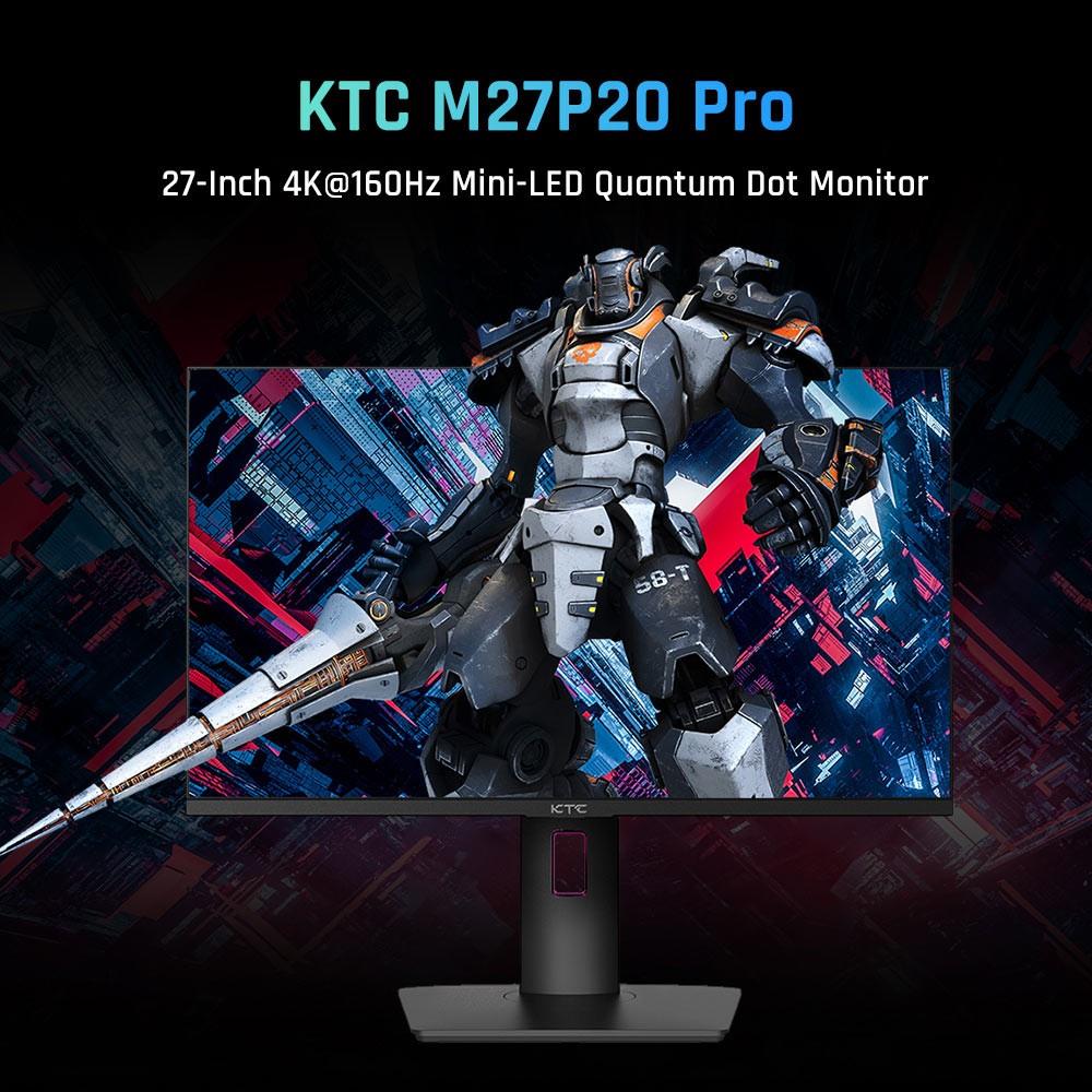 KTC M27P20 Pro 27-inch Mini LED Gaming Monitor, 3840x2160 UHD 160Hz 4K AUO Fast IPS Panel, 1ms MPRT Response Time, Quantum Dot Tech HDR 1000, FreeSync &amp; G-Sync, Built-in Speakers, USB3.0 UpStream 2xHDMI2.1 DP1.4 90W Type-C Audio KVM VESA Wall Mount