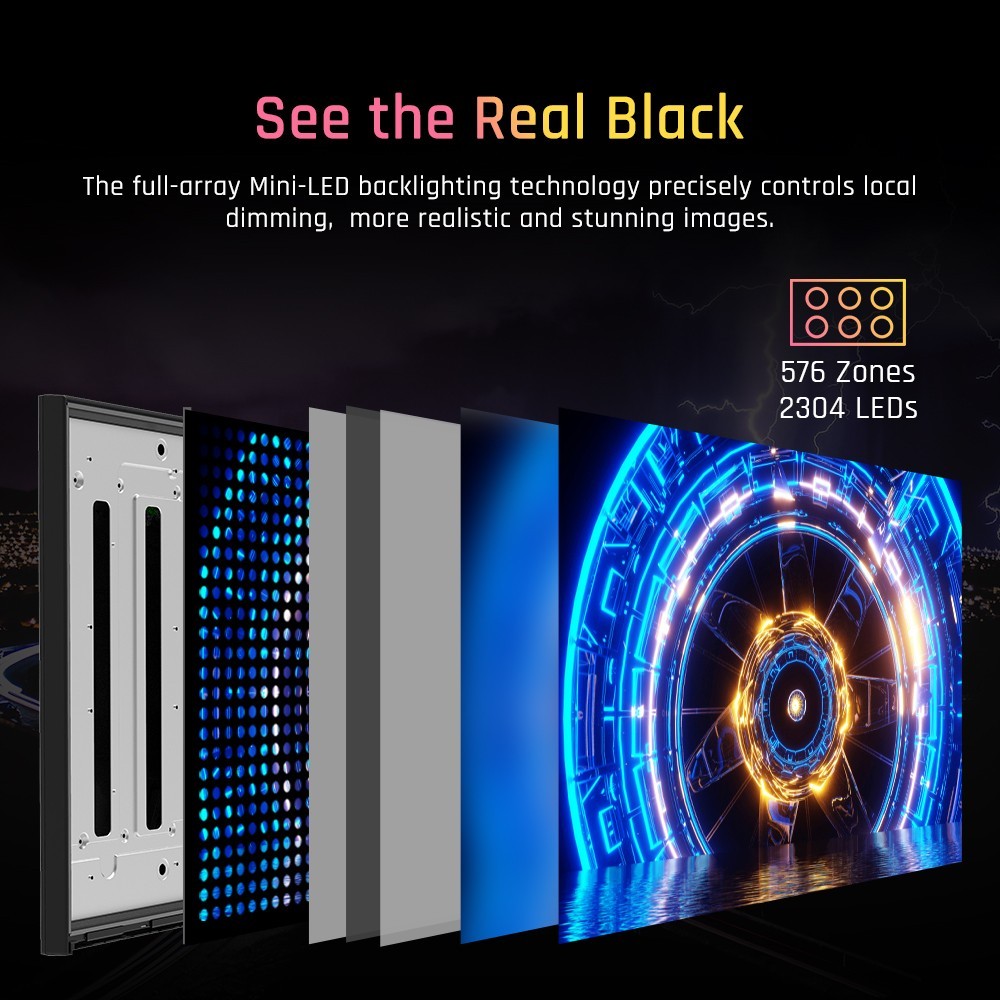 KTC M27T20 27 inch Mini-LED Gaming Monitor, 2560x1440 2K QHD 165Hz HVA 1ms MPRT Response Time Quantum Dot Tech HDR 1000, Compatible with FreeSync G-Sync, Built-in Speakers Ambient Light, USB3.0 UpStream 2xHDMI2.0 DP1.4 90W Type-C Audio KVM Wall Mount