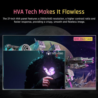 KTC M27T20 27 inch Mini-LED Gaming Monitor, 2560x1440 2K QHD 165Hz HVA 1ms MPRT Response Time Quantum Dot Tech HDR 1000, Compatible with FreeSync G-Sync, Built-in Speakers Ambient Light, USB3.0 UpStream 2xHDMI2.0 DP1.4 90W Type-C Audio KVM Wall Mount