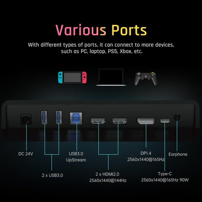 KTC M27T20 27 inch Mini-LED Gaming Monitor, 2560x1440 2K QHD 165Hz HVA 1ms MPRT Response Time Quantum Dot Tech HDR 1000, Compatible with FreeSync G-Sync, Built-in Speakers Ambient Light, USB3.0 UpStream 2xHDMI2.0 DP1.4 90W Type-C Audio KVM Wall Mount