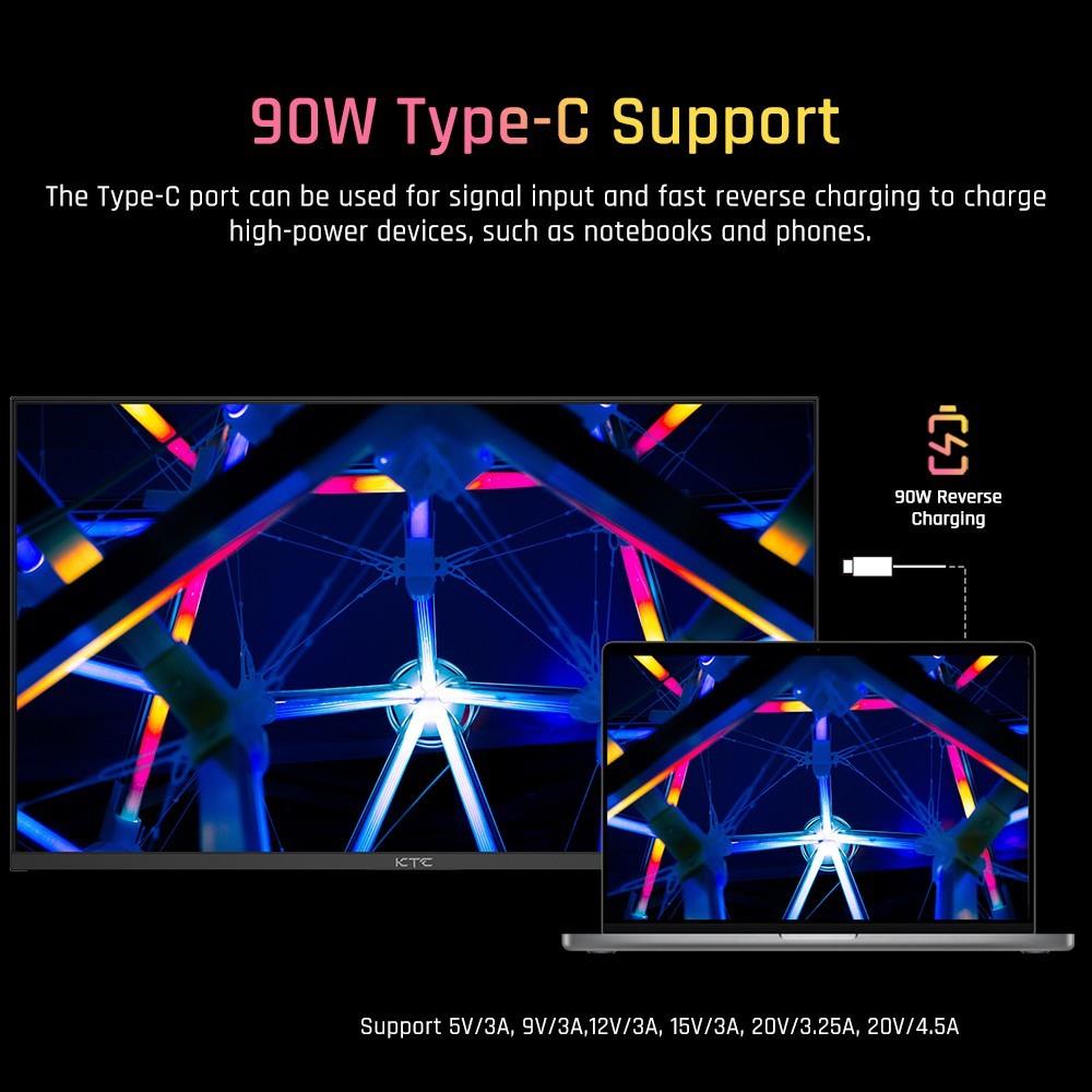 KTC M27T20 27 inch Mini-LED Gaming Monitor, 2560x1440 2K QHD 165Hz HVA 1ms MPRT Response Time Quantum Dot Tech HDR 1000, Compatible with FreeSync G-Sync, Built-in Speakers Ambient Light, USB3.0 UpStream 2xHDMI2.0 DP1.4 90W Type-C Audio KVM Wall Mount