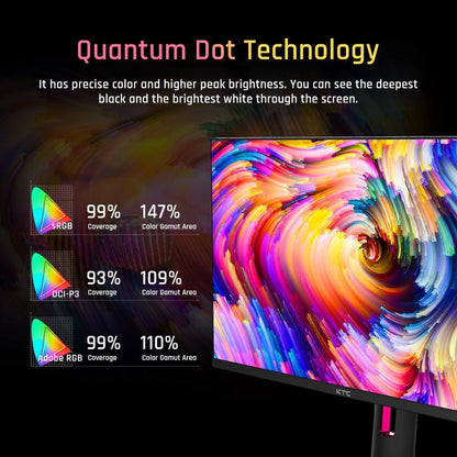KTC M27T20 27 inch Mini-LED Gaming Monitor, 2560x1440 2K QHD 165Hz HVA 1ms MPRT Response Time Quantum Dot Tech HDR 1000, Compatible with FreeSync G-Sync, Built-in Speakers Ambient Light, USB3.0 UpStream 2xHDMI2.0 DP1.4 90W Type-C Audio KVM Wall Mount