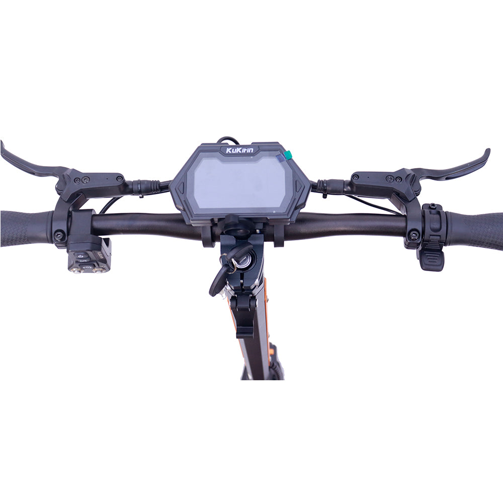Patinete eléctrico todoterreno KuKirin G3 Pro 2024, versión con motor de 1200 W*2, neumáticos de 10 pulgadas, batería extraíble de 52 V y 23,2 Ah, autonomía de 80 km, velocidad máxima de 65 km/h, sistema de doble amortiguación hidráulica, resistencia al agua IP54 y doble freno hidráulico.