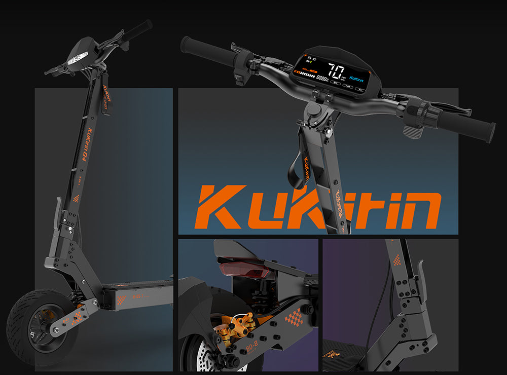 Patinete eléctrico todoterreno KuKirin G4 con motor de 2000 W, batería de 60 V y 20 Ah, autonomía máxima de 75 km, velocidad máxima de 70 km/h, neumáticos de vacío de 11 pulgadas, intermitentes - Negro