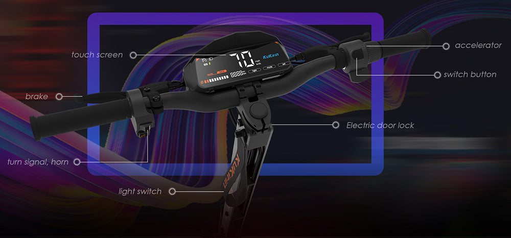 Patinete eléctrico todoterreno KuKirin G4 con motor de 2000 W, batería de 60 V y 20 Ah, autonomía máxima de 75 km, velocidad máxima de 70 km/h, neumáticos de vacío de 11 pulgadas, intermitentes - Negro